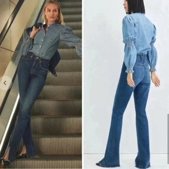 New Veronica Beard Keane Split Hem Straight-Leg Jeans in Bright Blue size 24 B48 - Picture 3 of 9